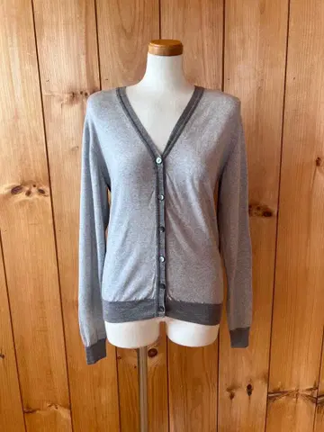 존스메들리 / 가디건 / 니트 / S / 메리노울 / 그레이 x 네이비