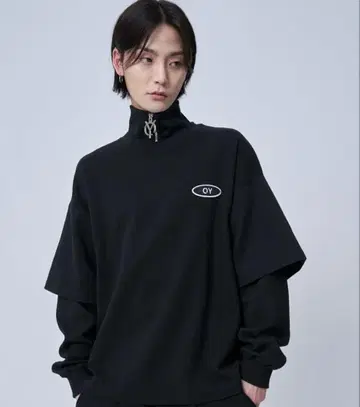 OY 트레이닝복 블랙 하이넥 맨투맨