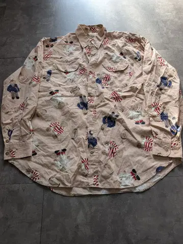 Karl Helmut 베이지 곰 무늬 긴팔 셔츠