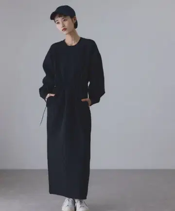 ADAM ET ROPE' FEMME 형태 니트 원피스 블랙/36