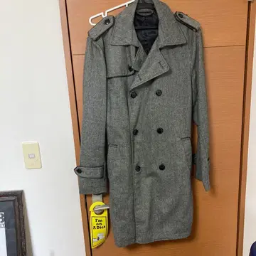 그레이 트렌치코트 더블 브레스트