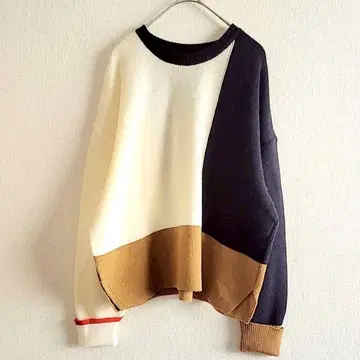 팔레아츠 니트 스웨터 모 100% 화이트 네이비 브라운 F 상의 긴팔