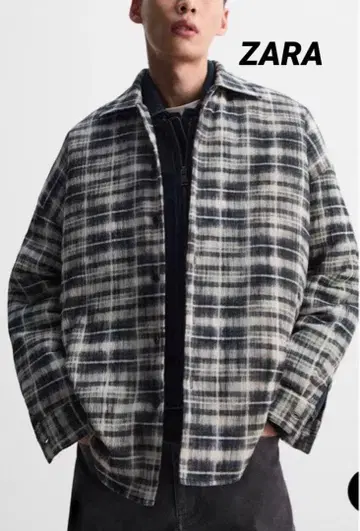 ZARA 자라 남성용 퀼팅 충전솜 셔츠 자켓 XL 체크 무늬