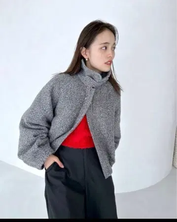 mystic 드로스트 숏코트 스탠 칼라 그레이