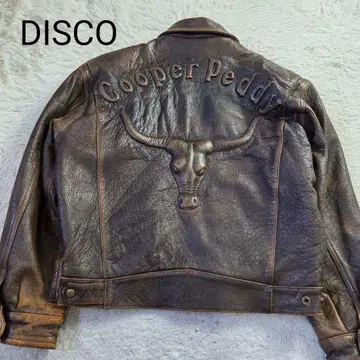 DISCO 엠보싱 소 패턴 램 가죽 빈티지 자켓 브라운 M 상당