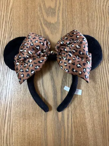 도쿄 디즈니 리조트 레오파드 무늬 리본 포함 머리띠