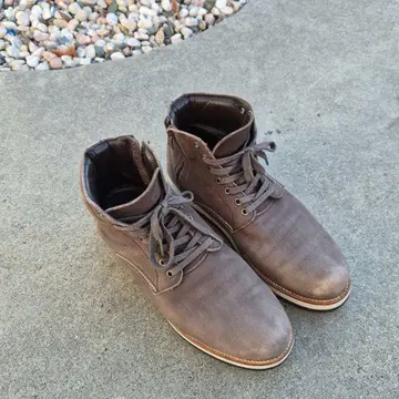 MUG 브라운 가죽 레이스업 부츠 지퍼 포함