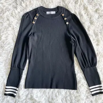 컨디션 최상 보더스 앳 발코니 니트 상의 골드 버튼 36 블랙