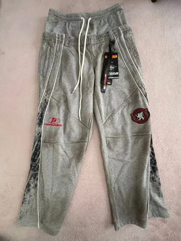 PEOPLESTYLE 더블 허리 빈티지 면 스웨트 팬츠 그레이