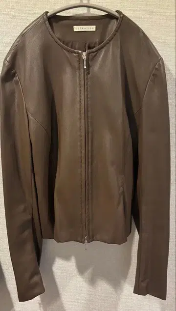 ESTNATION 인조 가죽 페플럼 집업 자켓