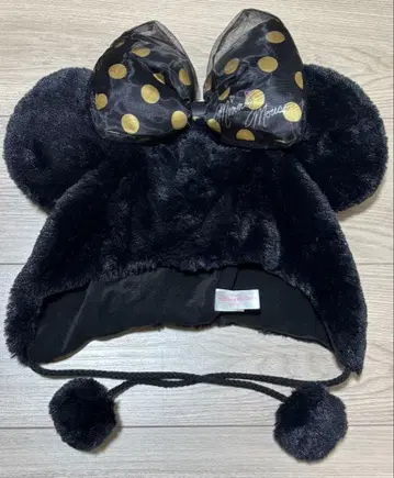 [새상품급] 미니 마우스 팬캡 퍼 블랙 리본 디즈니