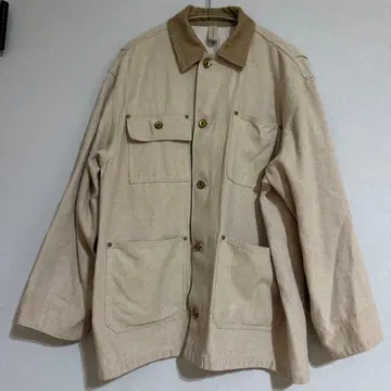 베이지 코튼 자켓 코듀로이 옷깃