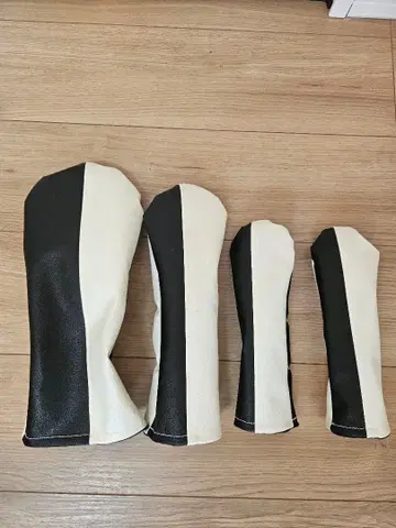 골프 헤드커버 4개 세트 블랙/화이트 핸드메이드