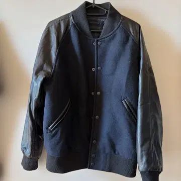네이비 울 가죽 자켓