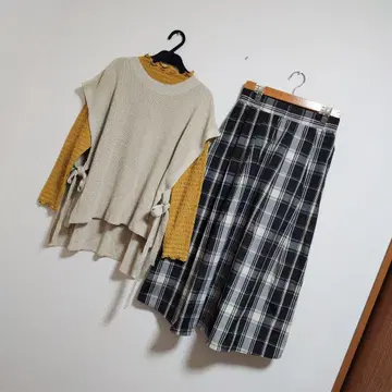 묶음 판매*코디 판매*베스트*체크 스커트*내추럴*레이어드*맘