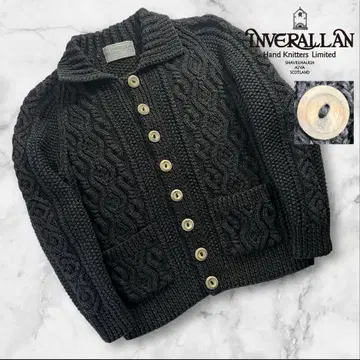새상품급 INVERALLAN 3A 블랙 데님 핸드 니트 스웨터 36