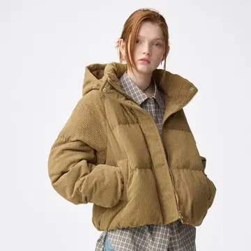 새상품급 GU 웜 패디드 코듀로이 블루종