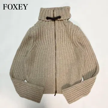 캐시미어 100% FOXEY 2way 집업 가디건 니트