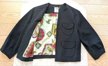 새상품 제인 마플 버드 스카프 노카라 자켓 네이비