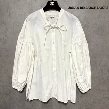 URBAN RESEARCH DOORS 블라우스 화이트 M 리본 코튼