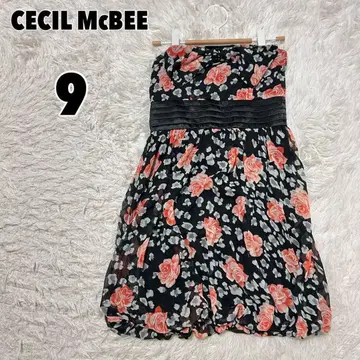 CECIL Mc BEE 세실 맥비 장미 무늬 쉬폰 베어 원피스