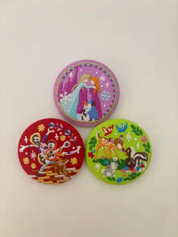디즈니 자수 캔뱃지 3개 세트