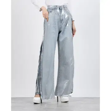 CASANE (카사네) 호일 프린트 플레어 데님 팬츠 (BLU)