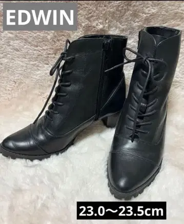 블랙 레이스업 부츠 EDWIN 23.0~23.5cm