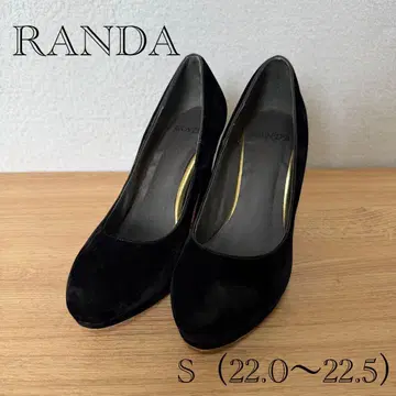 RANDA 블랙 벨벳 하이힐 펌프스 S 22.0~22.5