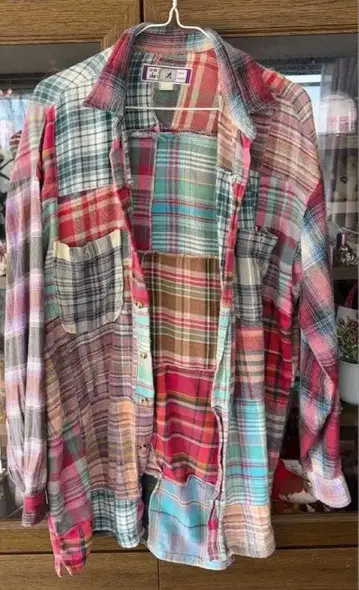 빈티지 패치워크풍 셔츠 USED 구제 의류