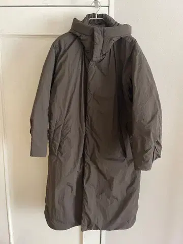 [ 새상품급 ] 무인양품 후드 부착 카키 롱 다운 자켓