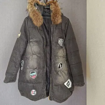 스콧 클럽 데님 소재 다운 코트