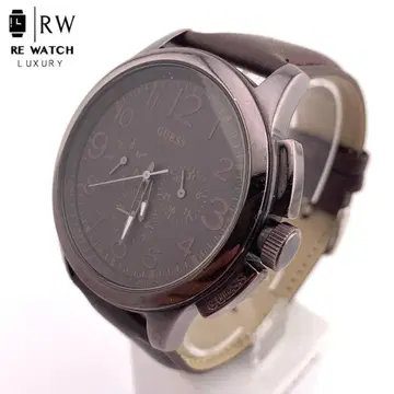 7-3877 GUESS W0067G4 브라운 가죽 크로노그래프 손목시계