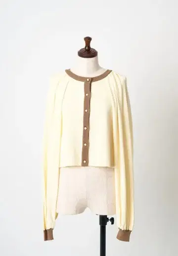 메종 에쉘 2WAY 바이컬러 니트 가디건 화이트 x 베이지