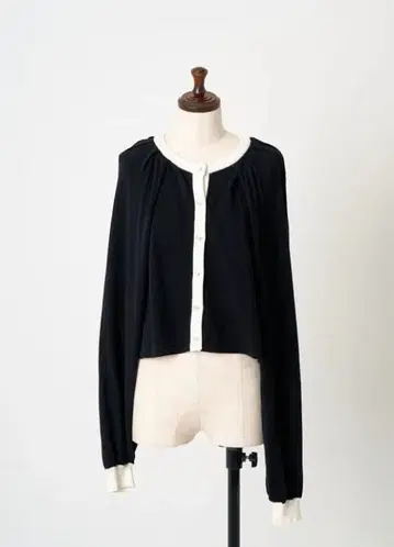 메종 에쉘 2WAY 바이컬러 니트 가디건 블랙 x 화이트