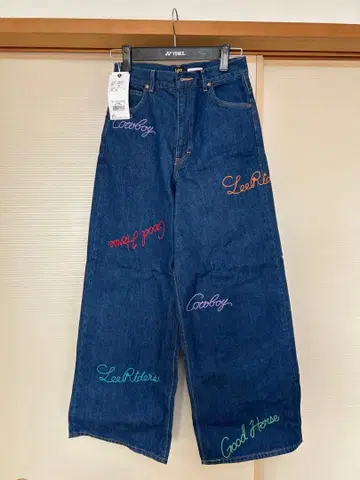 [ 미사용품 ] Lee 자수 와이드 팬츠 인디고