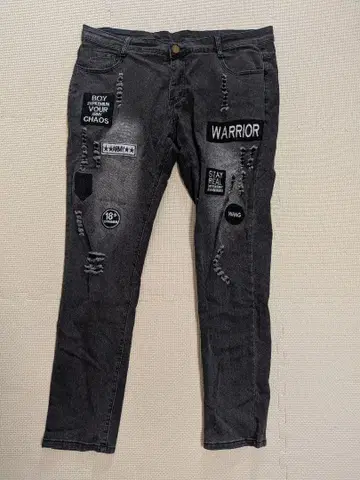 조거 팬츠 남성용 데미지 데님 청바지 스트레치 리브 와펜