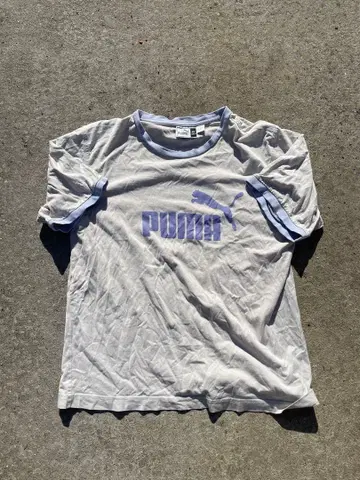 90s PUMA 링거 티셔츠 반팔 티셔츠 퍼플 그레이
