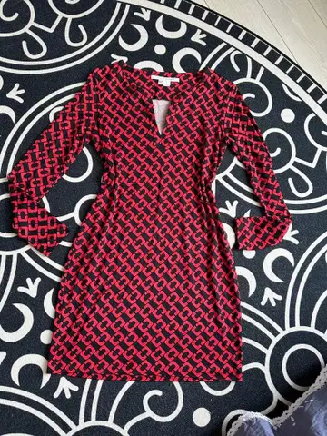DIANE von FURSTENBERG 빨검 패턴 원피스 사이즈 2