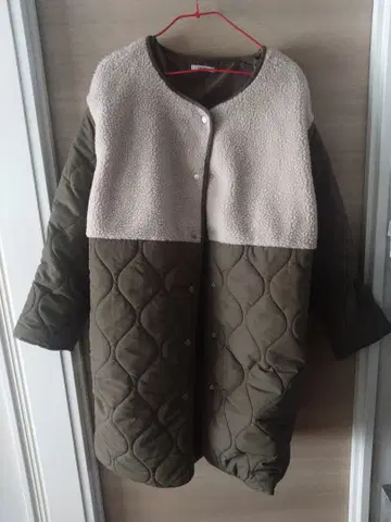 표주박 퀼트 보아 코트