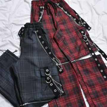 서브컬쳐 로고 ZIP 체크 하토메 팬츠 벌칸