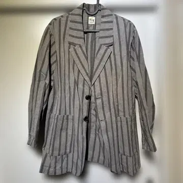 fig London 그레이 스트라이프 테일러드 자켓