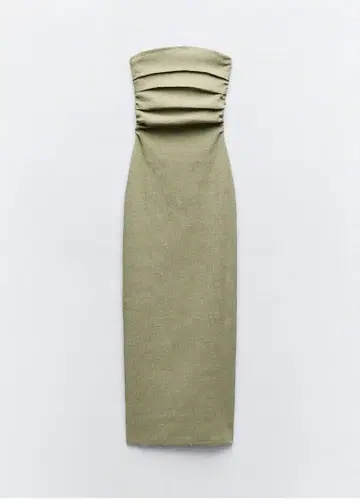 ZARA 베어 롱 원피스 라이트 카키