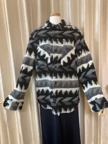 ZARA 기하학 패턴 자카드 셔츠 자켓 남성용