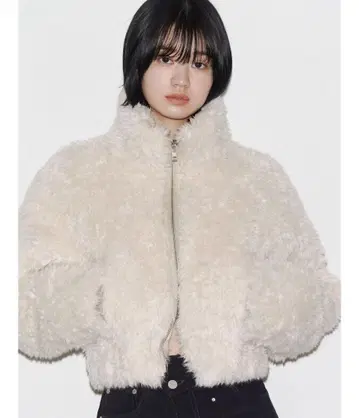 emoda 싱글 미니 보아 블루종 아우터 다운 아이보리