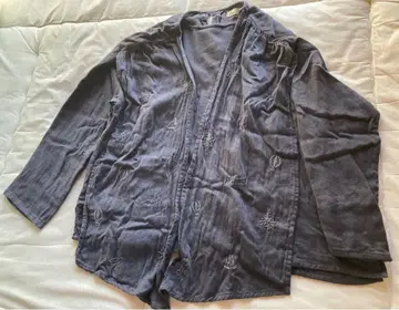 sisam 손자수 포근한 거즈 그레이 네이비 긴팔 셔츠