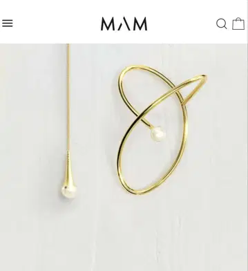 MAM 체인 달린 골드 펄 이어커프