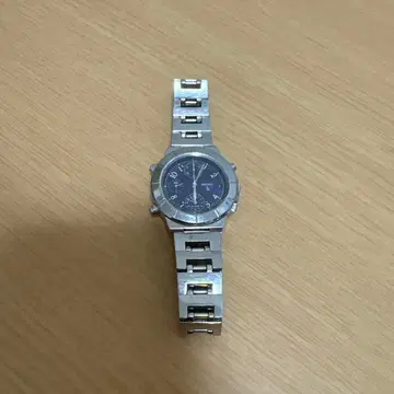 실버 스테인리스 아날로그 시계 다크 블루 seiko