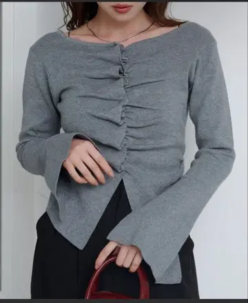 Kastane 프론트 개더 니트 가디건