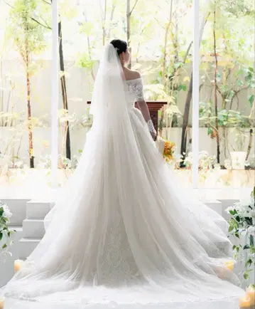 [ 가격 인하 가능 ] 웨딩 베일 아이보리 롱